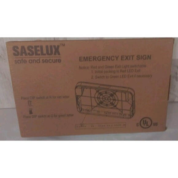 Saselux Emergency Exit Light Red / Green Switchable New‎ In Box - Picture 2 of 8